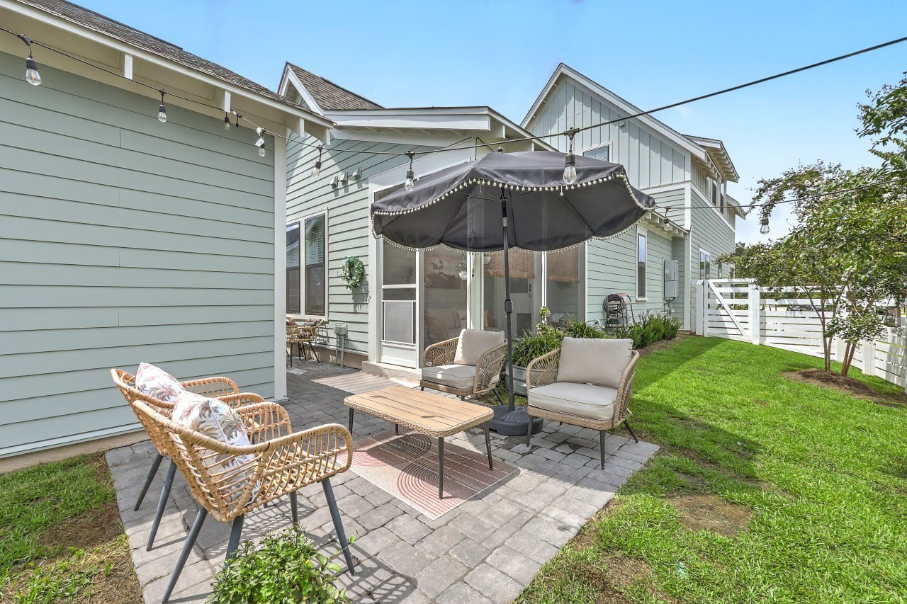 Backyard patio at 28 Clearblue Loop